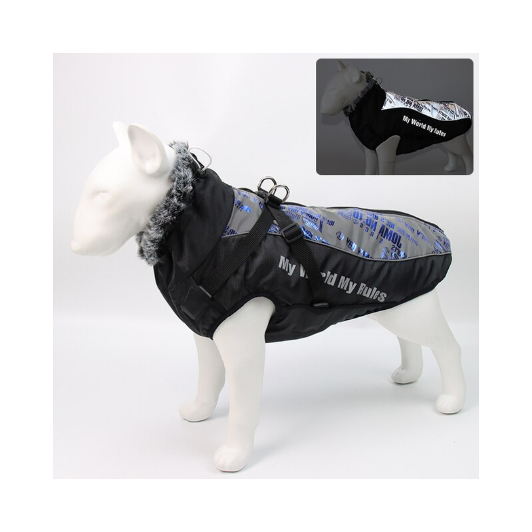 PARKA IMPERMEABLE CON ARNÉS PARA MASCOTAS - XL