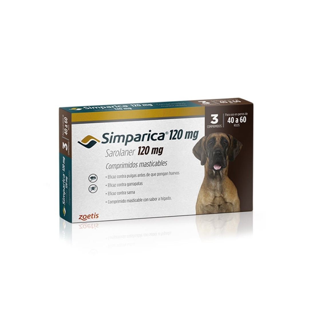 ZOETIS - SIMPARICA - 120 MG - 40 KG A 60 - 3 TABLETAS