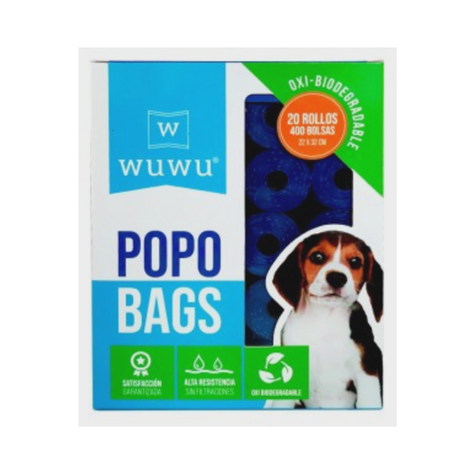 WUWU - BOLSAS PARA FECAS OXIBIODEGRADABLES - 20 ROLLOS - 400 UNID